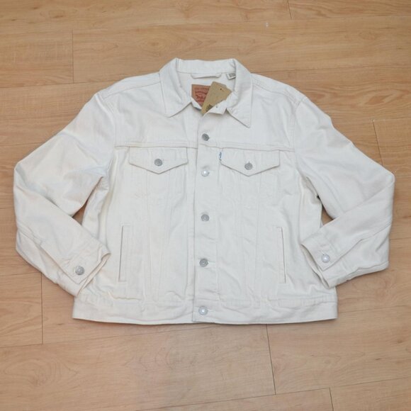 Levi's Women's Denim Ex Boyfriend Trucker Jacket in Beige BNWT XL - Picture 6 of 8
